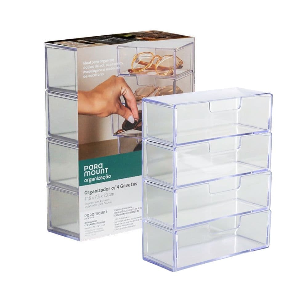 Organizador com 4 Gavetas Diamond 17,5 x 7,5 x 23 cm